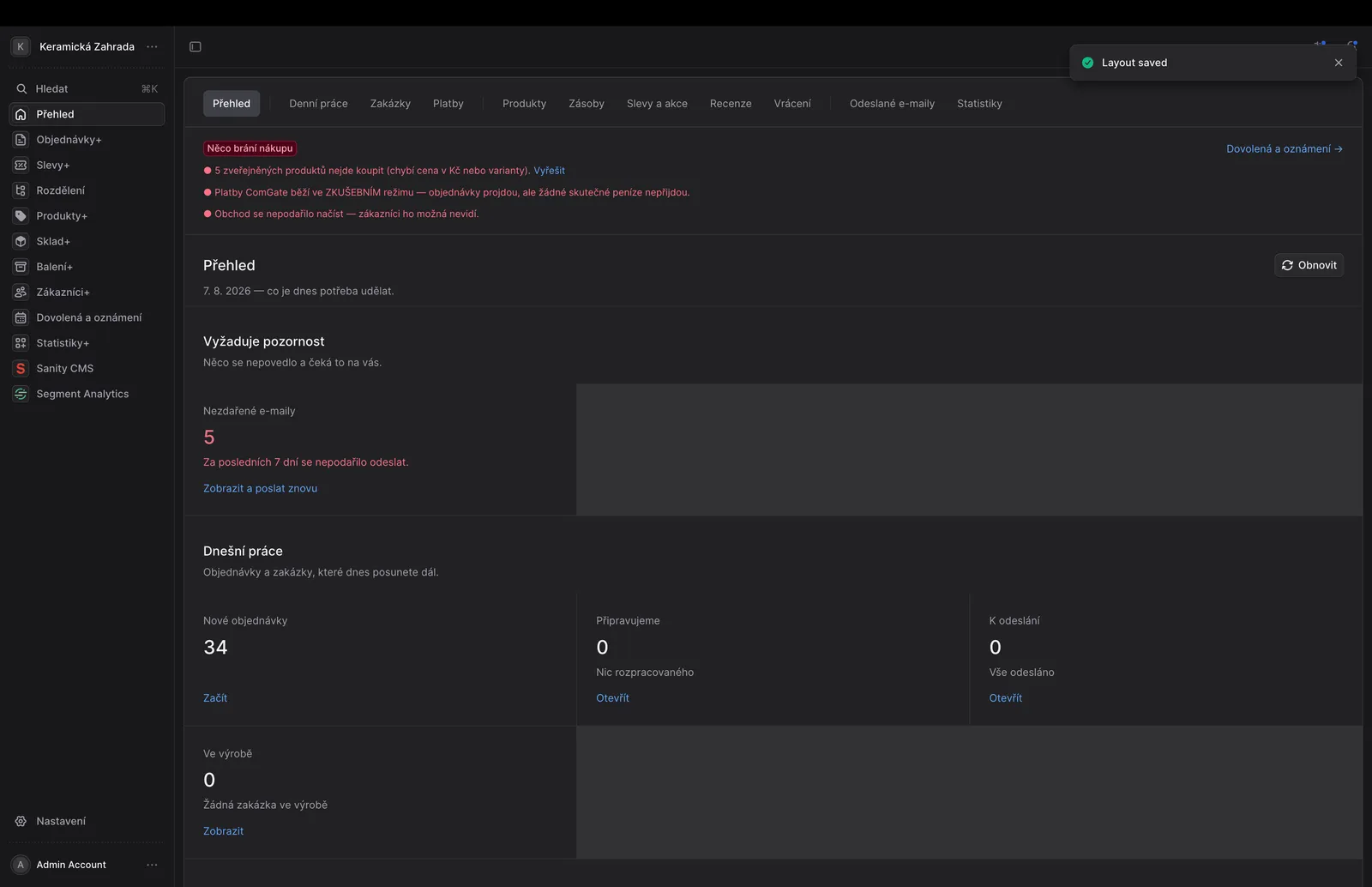 Screenshot of the Keramická Zahrada project