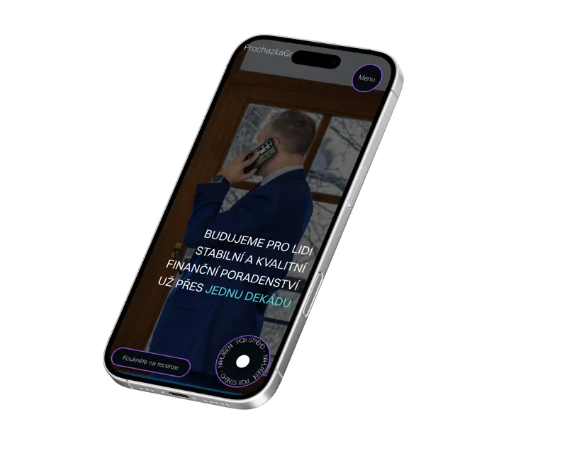 Mobile view of the Procházka Group project